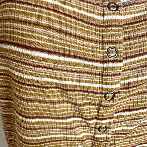 American Eagle Soft & Sexy Ribbed Knit Brown Striped Square Neck Tank Top Large - Picture 4 of 8